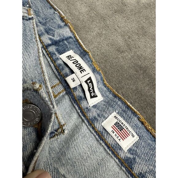RE/DONE | Levi's 70s Loose Flare INDIGO PATCH Jeans Size 26 - Picture 15 of 16